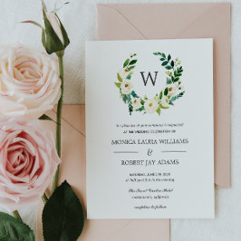 Invitación Bloom blanco | Boda de monograma floral