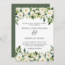 Invitación Bloom blanco | boda rústico de las flores blancas