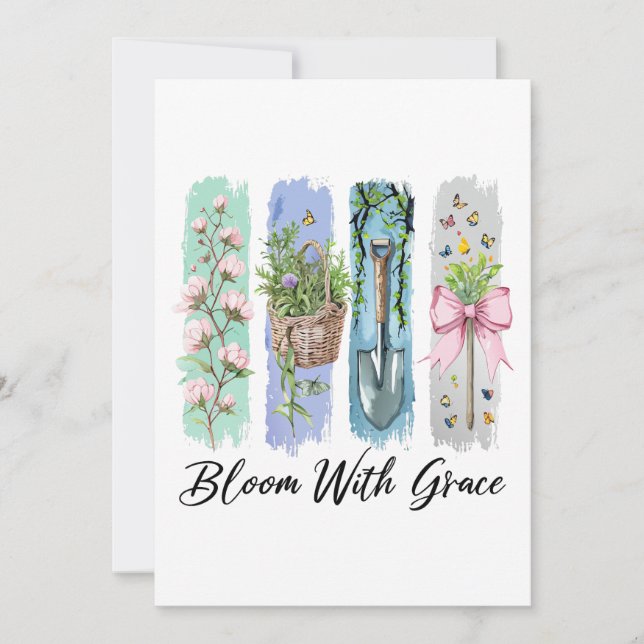 Invitación Bloom con arte floral Grace Garden (Anverso)