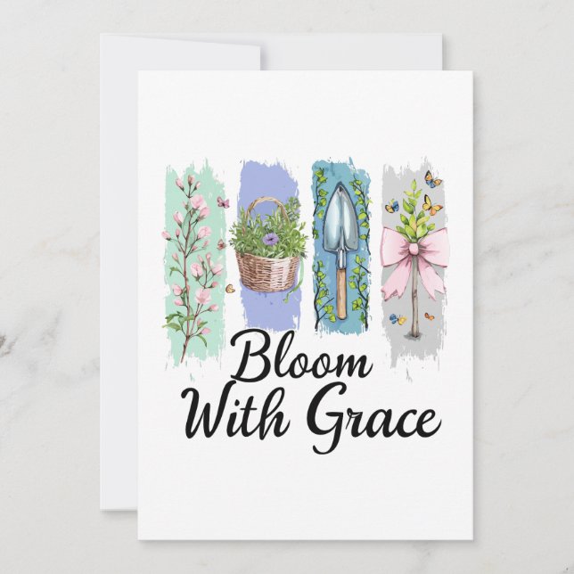 Invitación Bloom con arte floral Grace Garden (Anverso)