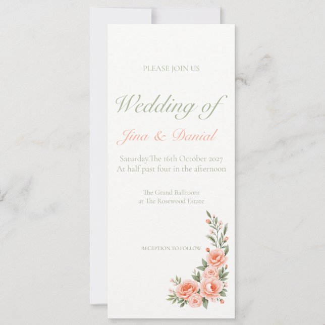 Invitación Bloom de atardecer - Naranja suave (Anverso)