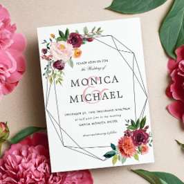 Invitación Bloom de país | Boda Botánico Geométrico Floral