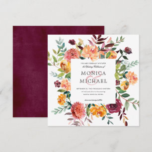Invitación Bloom de país   Boda de marco botánico de otoño