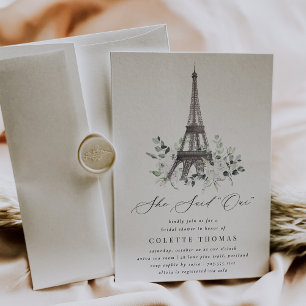 Invitación Bloom de París   Floral Torre Eiffel Ducha de Novi