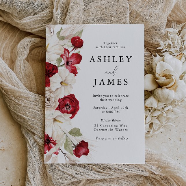 Invitación Bloom Divino: Boda floral Blanco y Rojo (Subido por el creador)