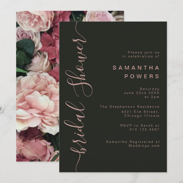 Invitación Bloom Floral Mínimo Vintage (Anverso / Reverso)