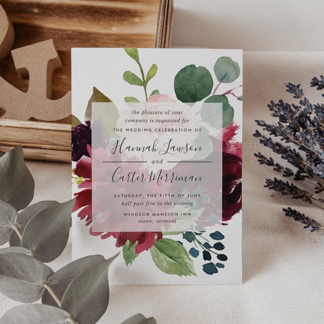 Invitación Bloom radiante | Boda floral de la Marina y Borgoñ (Subido por el creador)