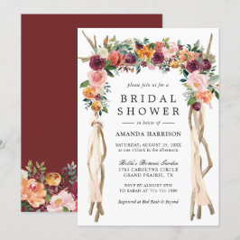 Invitación Bloom ruso Borgoña Rubor Floral Bridal Shower