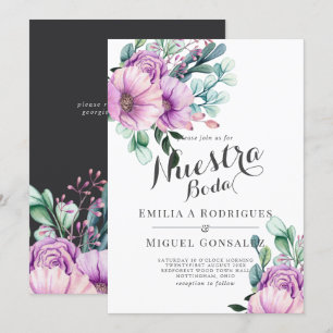 Invitación Bloom Rustico Púrpura Nuestra Boda Boda Española