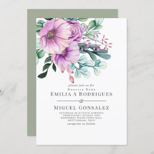 Invitación Bloom Rustico Púrpura Nuestra Boda Boda Española