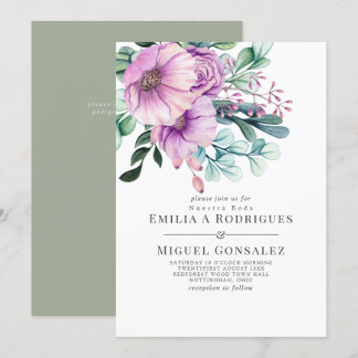 Invitación Bloom Rustico Púrpura Nuestra Boda Boda Española