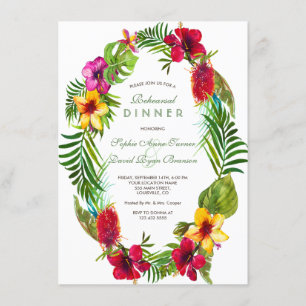Invitación Bloom Tropical Hibiscus Gold REHEARSAL CENNER