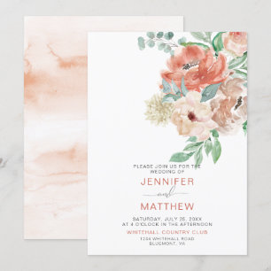 Invitación Blooming Apricot Floral Bouquet  