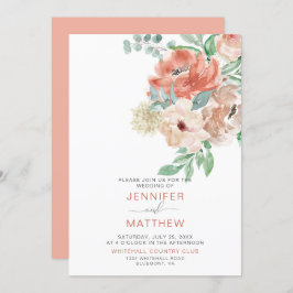 Invitación Blooming Apricot Floral Bouquet - Apricot Back |