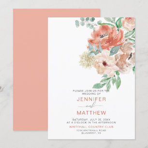 Invitación Blooming Apricot Floral Bouquet - Apricot Back  