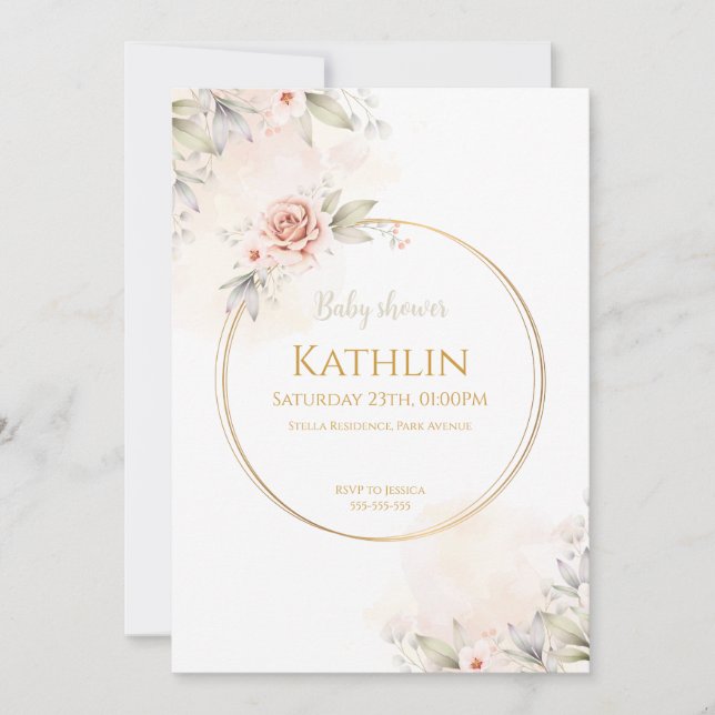 Invitación Blooming Baby Shower Invitation (Anverso)