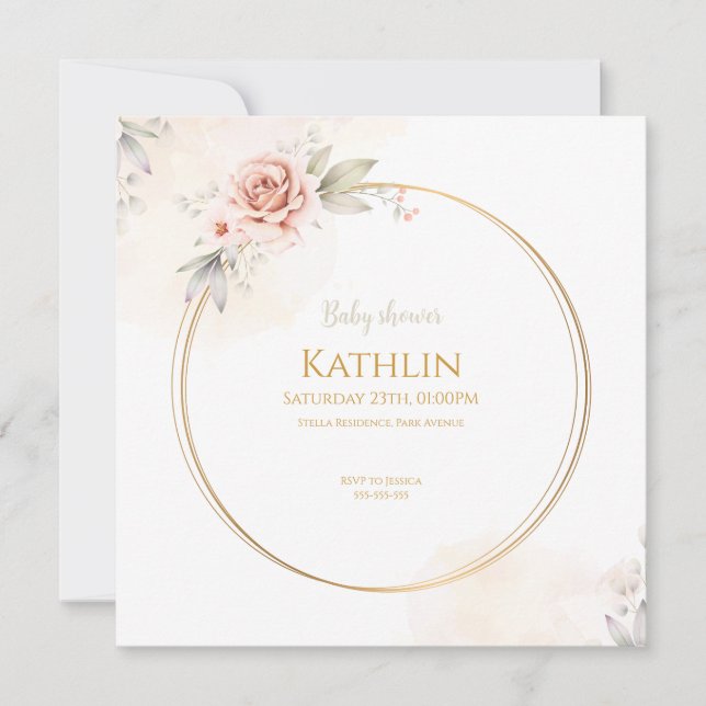Invitación Blooming Baby Shower Invitation (Anverso)