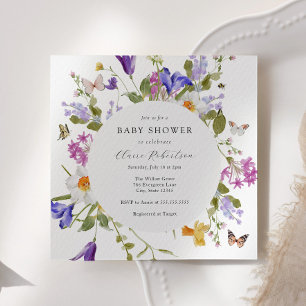 Invitación Blooming Butterflies Spring Floral Baby Shower
