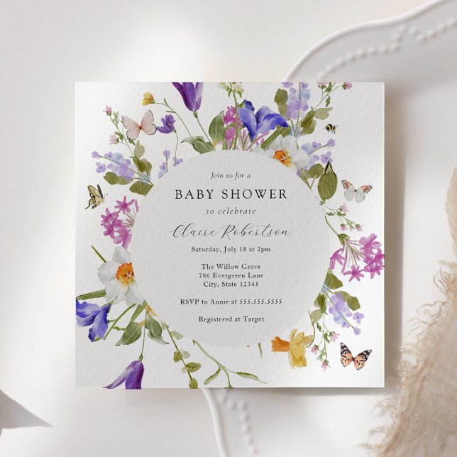 Invitación Blooming Butterflies Spring Floral Baby Shower (Subido por el creador)