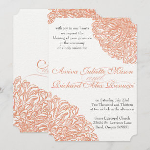Invitación Blooming Dahlia Peach Coral Boda