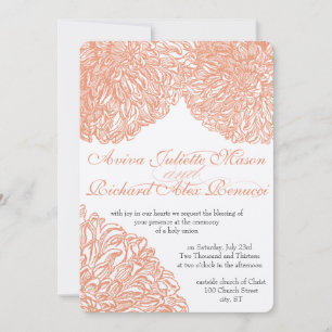 Invitación Blooming Dahlia Peach Coral Boda