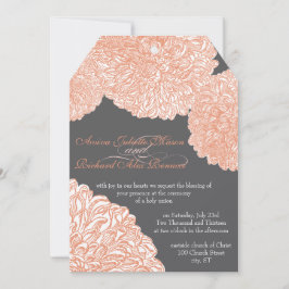 Invitación Blooming Dahlia Peach Coral Boda