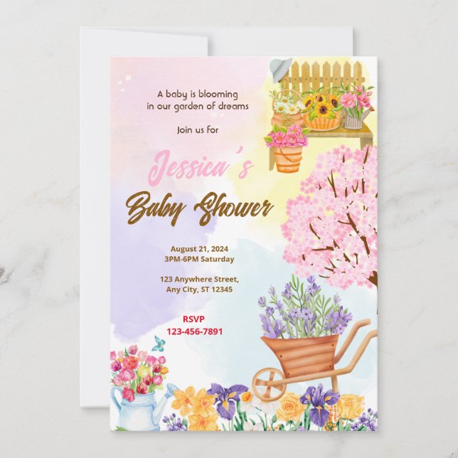 Invitación Blooming Garden Baby Shower (Anverso)