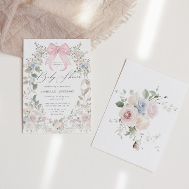 Invitación Blooming Garden Bows Pastel Baby Shower (Subido por el creador)
