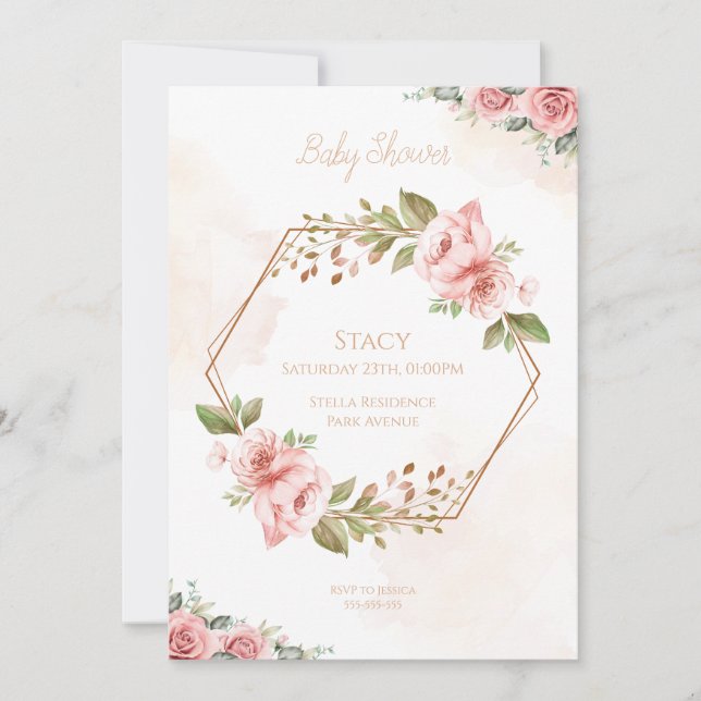 Invitación Blooming Hexagon Baby Shower Invitation (Anverso)