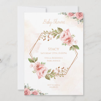 Invitación Blooming Hexagon Baby Shower Invitation