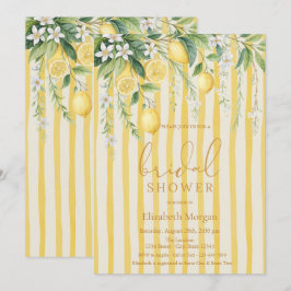 Invitación  Blooming Lemons Yellow Striped Bridal Shower
