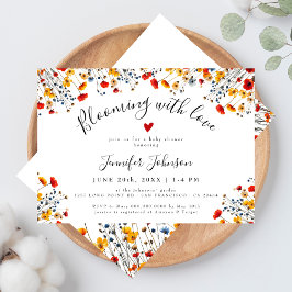 Invitación Blooming With Love Chic Flowery Baby Shower