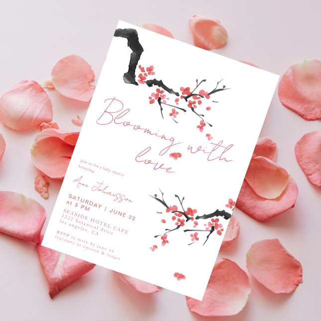 Invitación Blooming With Love Pink Cherry Blossom Baby Shower (Subido por el creador)