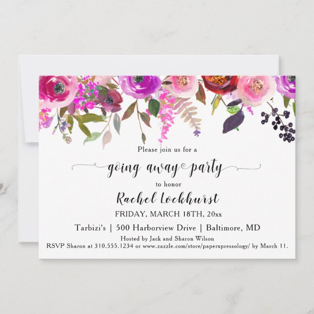 Invitación Blooms Allure mezclados que se mueven lejos de la  (Anverso)