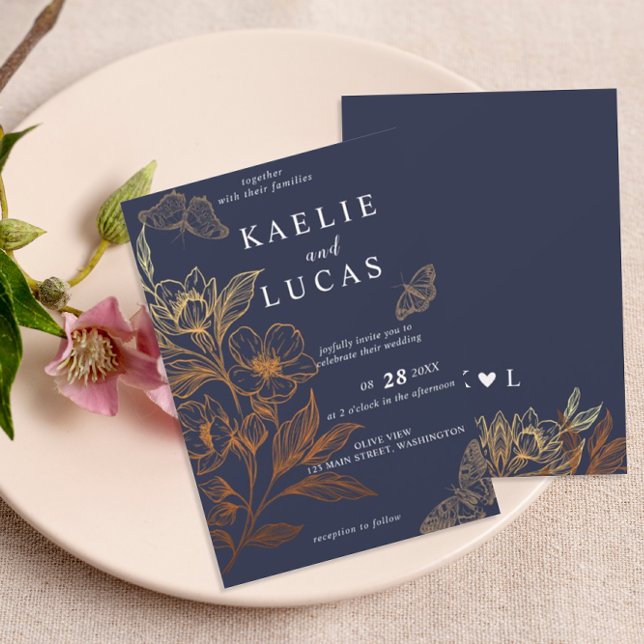 Invitación "Blooms Dorados Del Amor" | Boda De La Marina Romá (Subido por el creador)