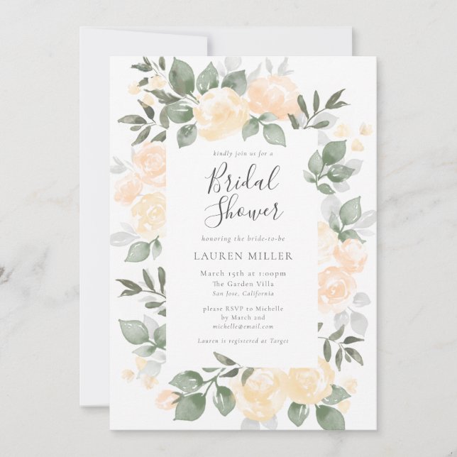 Invitación Blooms JardínInvitación a la ducha de novia (Anverso)