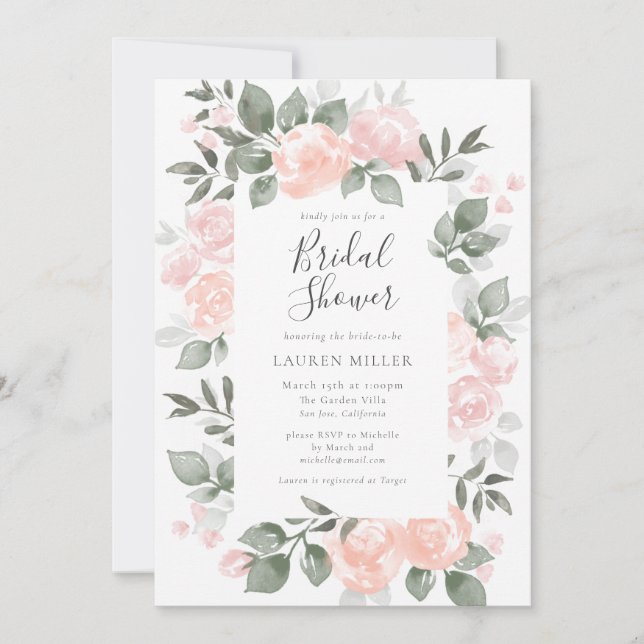 Invitación Blooms JardínInvitación a la ducha de novia (Anverso)