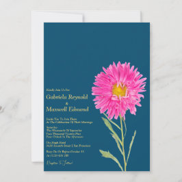 Invitación Blooms Nature Boda Floral Aster Rosa