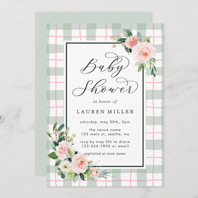 Invitación Bloque acuarela| Baby Shower Pastel (Anverso / Reverso)