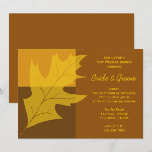 Invitación Bloque de color de hoja de otoño post Boda Brunch