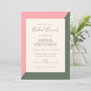 Invitación Bloque de color geométrico Brunch de novia verde r
