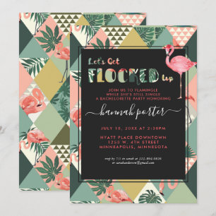 Invitación Bloqueado   Bachelorette temática de Flamingo