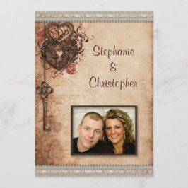 Invitación Bloqueo cardíaco vintage y Boda fotográfico clave