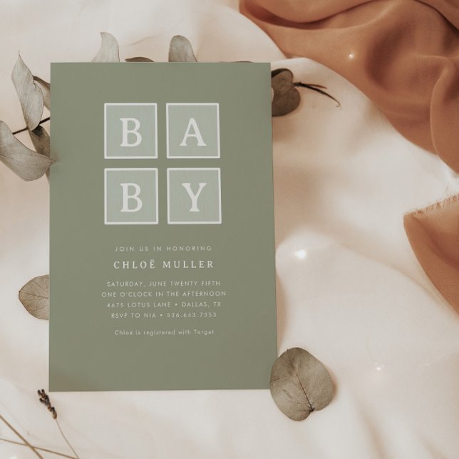 Invitación Bloqueo de bebé bloqueó Baby Shower moderno silenc (Subido por el creador)