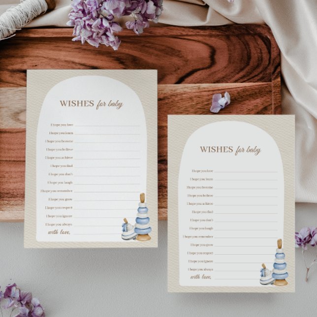 Invitación Bloques Azules De Boho Y Deseos De Juguetes Para E (Subido por el creador)