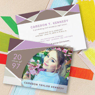 Invitación Bloques de Color Geo Artísticos Fiesta de Graduaci