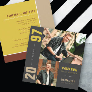 Invitación Bloques de color Mondrian 2 Fiesta de graduación c