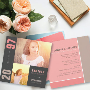 Invitación Bloques de Color Mondrian 2 Fiesta de Graduación F