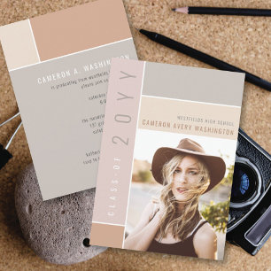 Invitación Bloques de color Mondrian Mod Foto Fiesta de Gradu