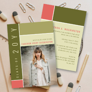 Invitación Bloques de Color Mondrian Mod Foto Fiesta de Gradu